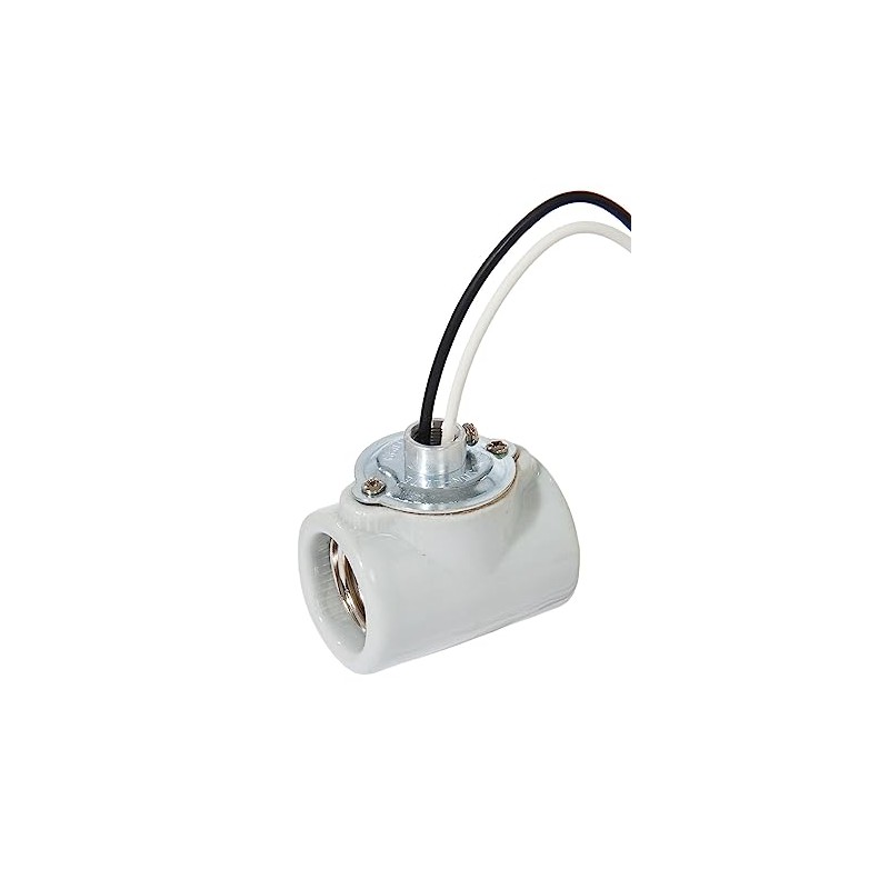 B&P Lamp® Twin Medium Base, Glazed Porcelain Socket with Flange