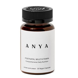 ANYA Postpartum Multivitamin, Postnatal Vitamin for Women Breastfeeding, 30 Capsules - Vitamins A, C, D3, Zinc, B12, Biotin, Folate and Iron - 100% Vegan, Non-GMO, Gluten Free, Baby Shower Gifts