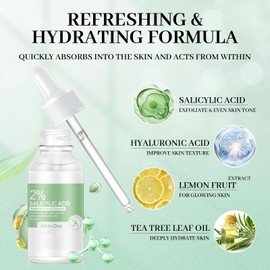 2% Salicylic Acid Serum for Face with Hyaluronic Acid, Hydrating Serum for Face, Moisturizing Face Serum, Daily Face Moisturizer for All Skin Types, 30 ml / 1 fl oz