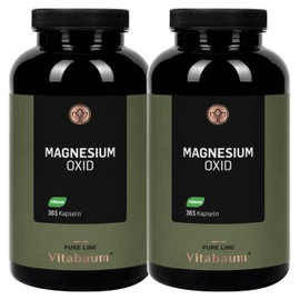 Vitabaum Magnesium Oxide - 667 mg, of which 400 mg Elementary Magnesium per Capsule - High Dose - Vegan, Gluten Free, Lactose Free - 2 x 365 Capsules
