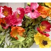 24" Summer Round Poppy Wreath for Front Door with Orange,