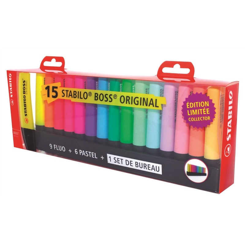 STABILO Set de Bureau 15 Surligneurs Boss Coloris 9 Fluo
