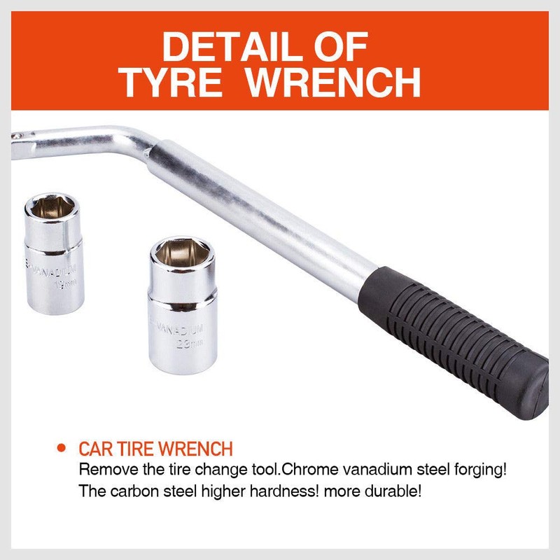 3Pc Wheel Wrench Set Extendable Socket Car Nut Bolt Replace