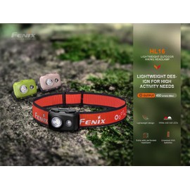 EdisonBright Fenix HL16 450 Lumen Light Weight AAA Battery powerd Hiking/Camping/Jogging headlamp Battery Carrying case (Black)