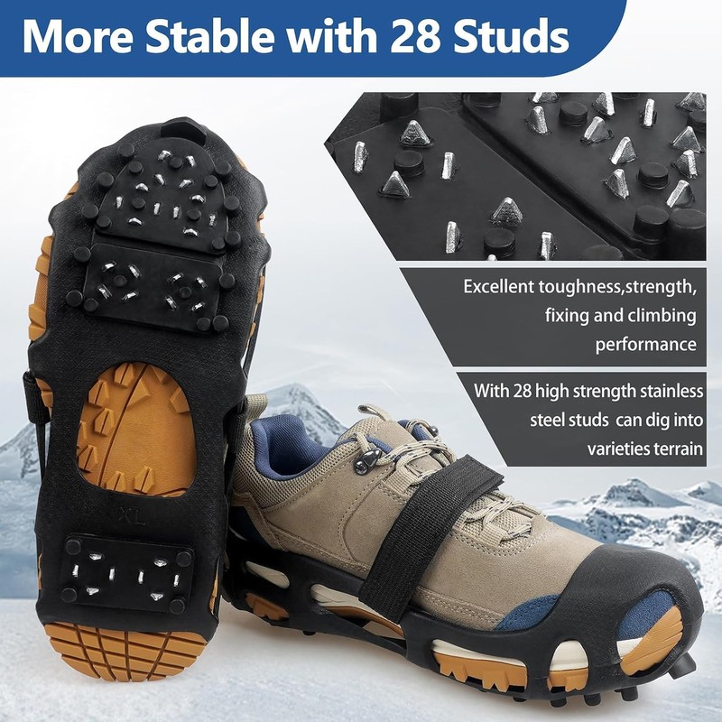 Ice Cleats for Shoes and Boots - 28 Studs Traction