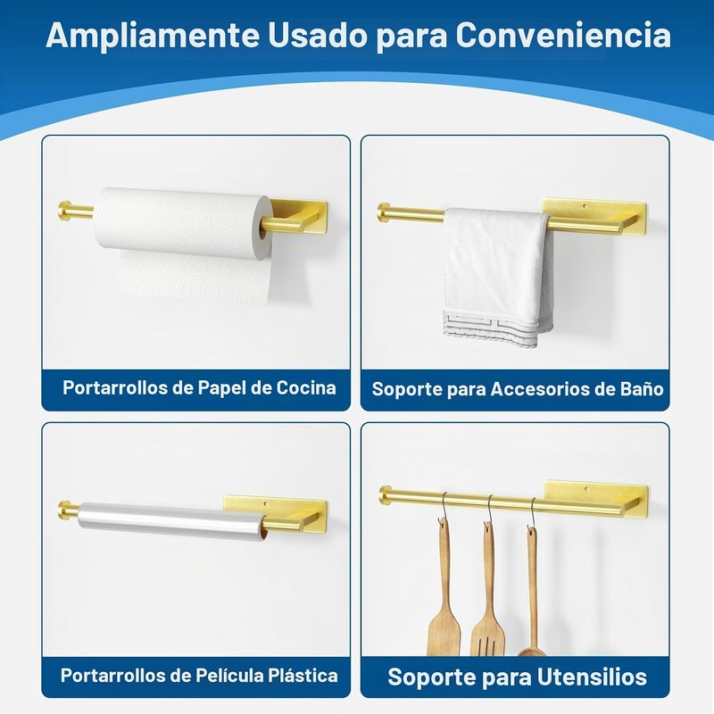 Soporte para toallas de papel debajo del gabinete, autoadhesivo o