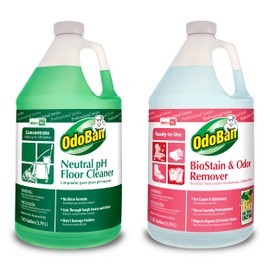 OdoBan Professional Cleaning and Odor Control Solutions, 1 Gallon Each Neutral pH Floor Cleaner and Biostain and Odor Remover