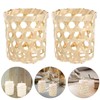 4pcs Bamboo Woven Candle Holders, Handmade Tea Light Holders for