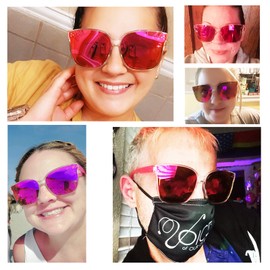 Sumato Pink Sunglasses Womens, Oversized Sunglasses for Women with Trendy Mirrored Lens UV400 Blocking Purple