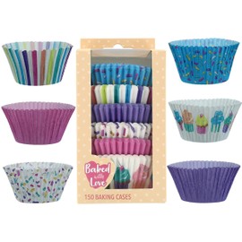 Baked with Love Pastel Cupcake Cases, 50mm Baking Cups, Multicoloured Greaseproof Paper Cases for Muffins and Cupcakes, Pack of 150, 0686971