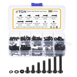 DTGN 565Pcs M2.5-0.45x4/6/8/10/12/16/20mm Button Head Socket Cap Screws - Carbon Steel Bolt Nut Set Washer Assortment Kit - Good for Road Bicycle, Mountain Bike, Auto