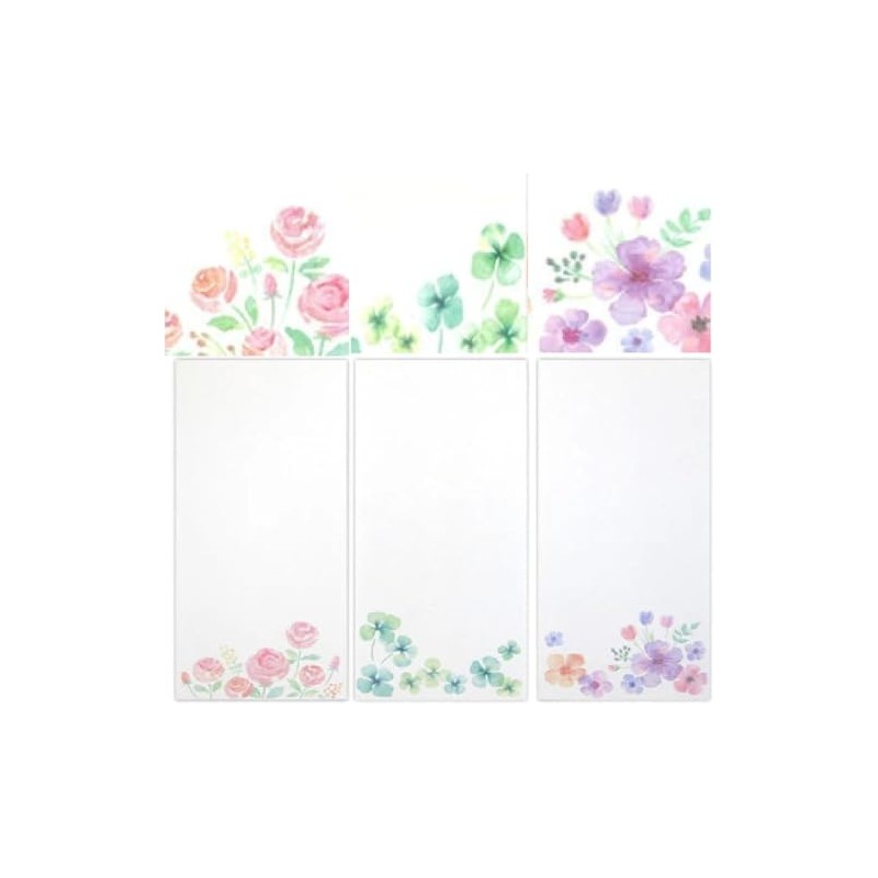 Iyo Washi Envelopes, Colorful Flowers, Brush and Pen, Oblong No.