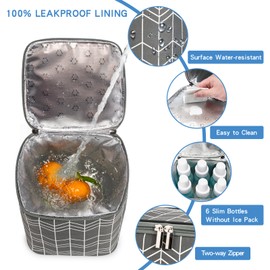 BABEYER - Bolsa térmica para leche materna con paquete de hielo para 4 biberones de hasta 255 ml, bolsa grande para biberones de bebé que se adapta a la lactancia y la guardería de mamá