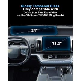 WEIPIN For 2025~2026 Ford Expedition Screen Protector 13.2 Inch Glossy Tempered Glass Touchscreen *1 + 24 Inch Full-Coverage One-Piece Nano Ultra-Tough Dashboard *2 - No More Scratch&Fingerprint