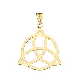 Elegant 10k Yellow Gold Celtic Trinity Knot Circle of Life Silhouette Pendant