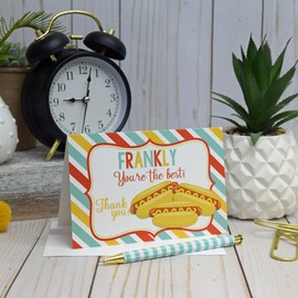 Frankly You're The Best Funny Hot Dog Themed Single (1) All Occasion Blank Thank You Card To Send To Friends & Family, 4"x 6" (when folded) Fill In Notecard by AmandaCreation