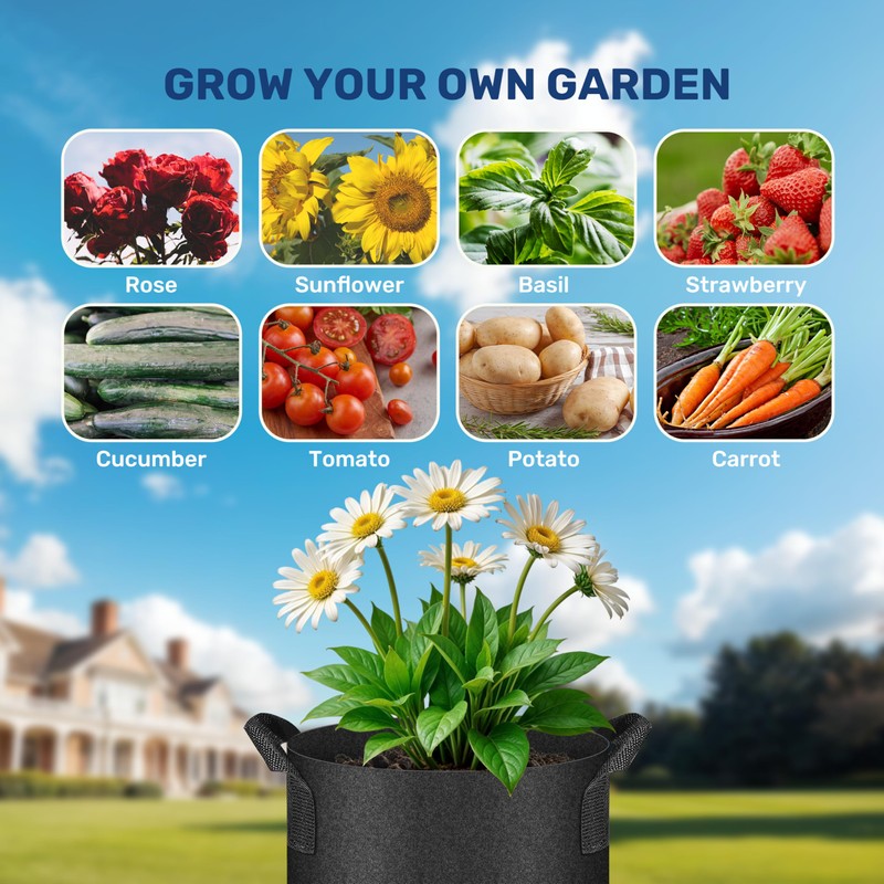 YSSOA Grow Bags 12 Pack 1 Gallon 300G Reusable Breathable