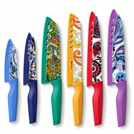 MasterChef - Juego de cuchillos de cocina con bloque, 6 cuchillos de cocina y un soporte universal para cuchillos, hojas de acero inoxidable extra afi