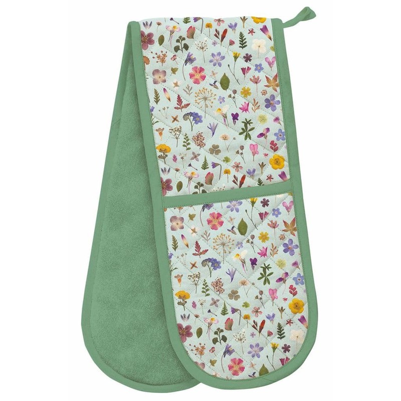 Double Oven Gloves - Organic Cotton - Floral Design -
