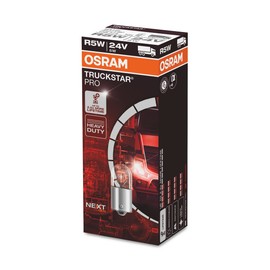 OSRAM TRUCKSTAR® PRO R5W, +120% More Brightness, Halogen Signal Lamp, 5627TSP, 24 V Truck Lamp, Folding Box (10 Bulbs)