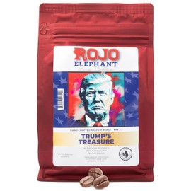 Rojo Elephant Trump's Treasure Handcrafted Whole Bean Coffee, 100% Arabica Beans, Chocolate, Crème Brûlée, Hazelnut, and Macadamia Flavored, 11 oz Bag