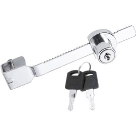 Litensh Sliding Blade Saw Lock with Key, Reptile Vivarium Terrarium Showcase Display Case Lock, Ratchet Lock Cabinet Glass Door Lock, Keyed Alike (Sliver 1 Pack)