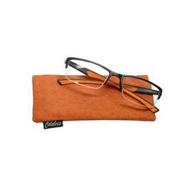 Calabria 6904 Flexie Bendable Reading Glasses +1.00 Orange Men Women Readers Flexible Bending Eyeglass w/Soft Case