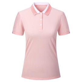 Esabel.C Women's Golf Polo Shirts Moisture Wicking Short Sleeve Polo Shirts Collared Quick Dry for Tennis & Golf,Pink,S