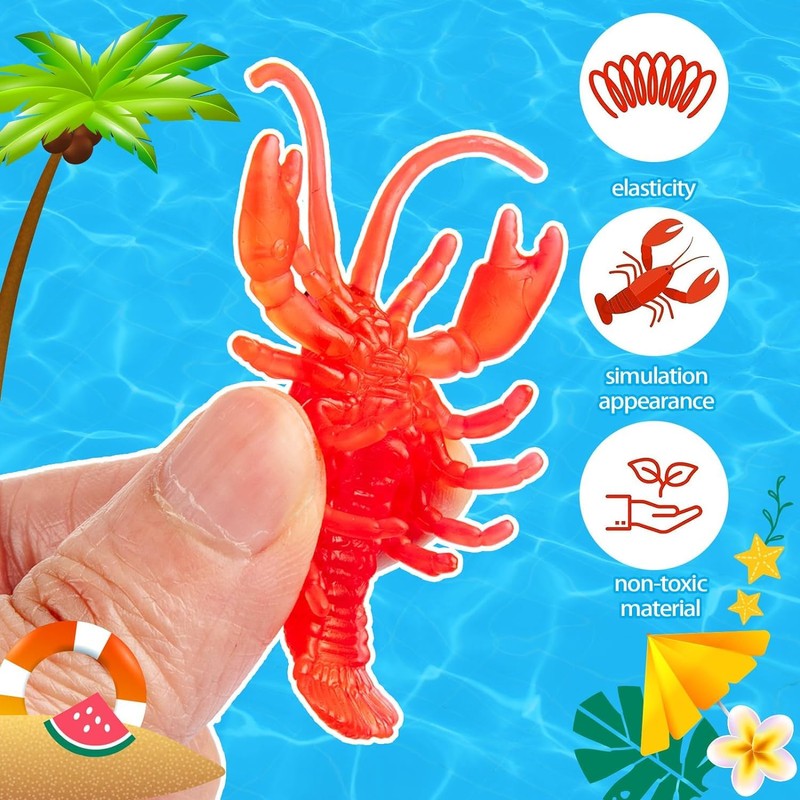50 Pcs Soft Lobster Models, Crawfish Decoration for Summer Beach
