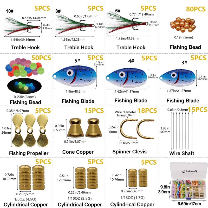 Dovesun Spinner Making Kit Inline Spinner Baits Trout Lures Fishing