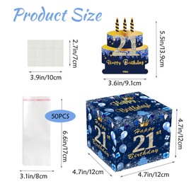 POPOYU 21st Birthday Money Box Cash Gift Pull,Navy Blue Money Pull Out Gift Box 21st Birthday Money Presentation Box for Cash Gifts,Funny Money Pull BoxMoney Gift Box for Men Women Birthday Gifts