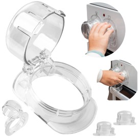 Cooker Knobs Child Lock Pack of 3 Transparent for Large Control Knobs with Max. Diameter 52 x 45 mm, Minimum 63 mm Knob Spacing, Cooker Control Panel Baby Lock, Cooker Protection Rotary Knob,