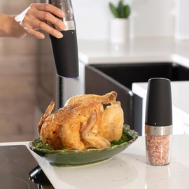 Gravity Electric Pepper and Salt Grinder Set – One-Handed Automatic Operation, Adjustable Coarseness, LED Light, Battery Powered, Ceramic Mechanism