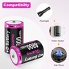 Quzmo Rechargeable Lithium D Batteries, 8800mWh 1.5V D Cell Battries