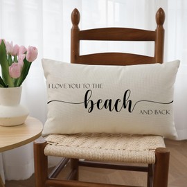 Ogiselestyle I Love You to The Beach and Back Throw Pillow Covers, 12 x 20 Inch Farmhouse Cushion Case Decoration for Sofa Couch
