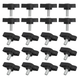 MECCANIXITY Knurled Clamping Knobs Handle Thumb Screws Bolt Knobs M5 x 10 mm Male Thread 27 mm Head for Electronics Automotive Furniture Assembly Wood Working DIY Projects(Black, Pack of 20)