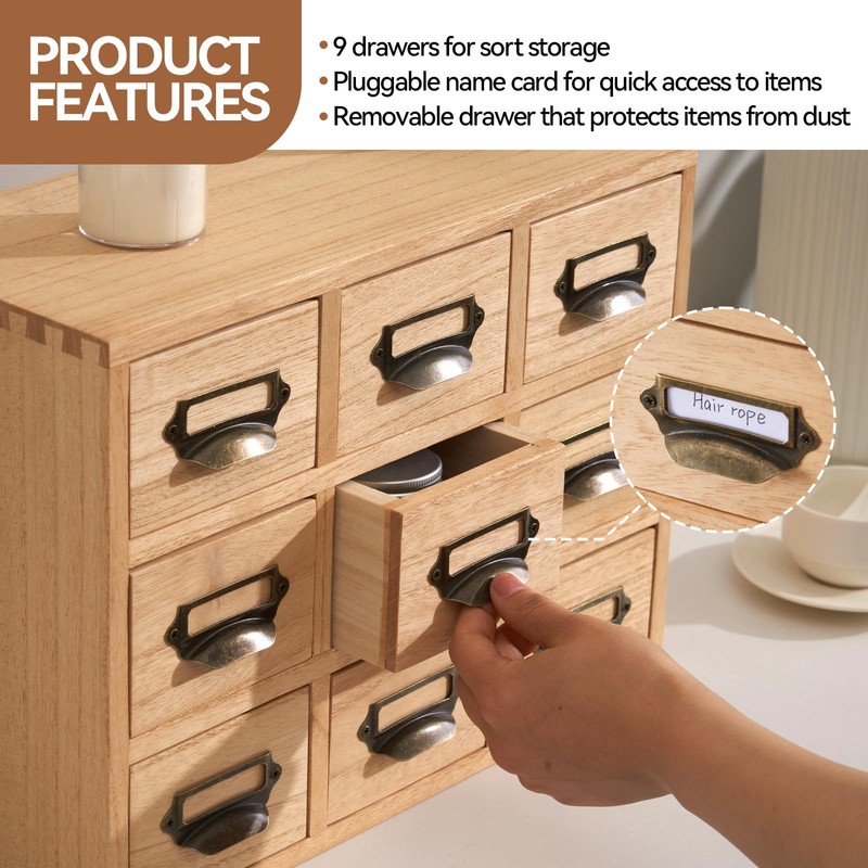 KIRIGEN Wood Drawer Organizer Desktop Storage Cabinet Box Drawers for