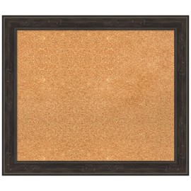 Amanti Art Natural Cork Board for Wall, 24x28 Vision Board with Brown Frame, Medium Corkboard Office Decor for Home Organization, Traditional Corkboard Pinboard to Display Items for Home Organization