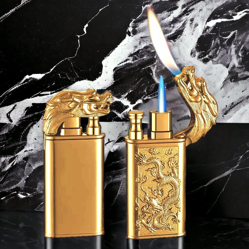 QFECT Torch Lighter, Windproof Double Flame Dragon Butane Lighter, Cool