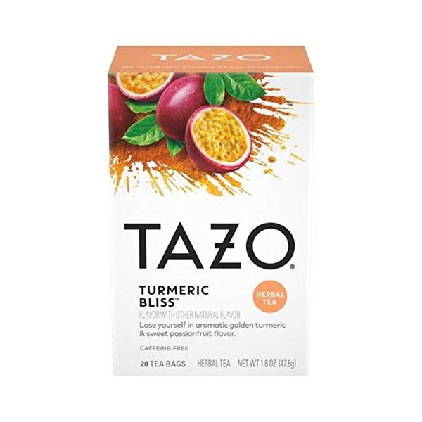 Tazo Turmeric Bliss Tea Bags, Herbal, 20 Count (Pack of 6)