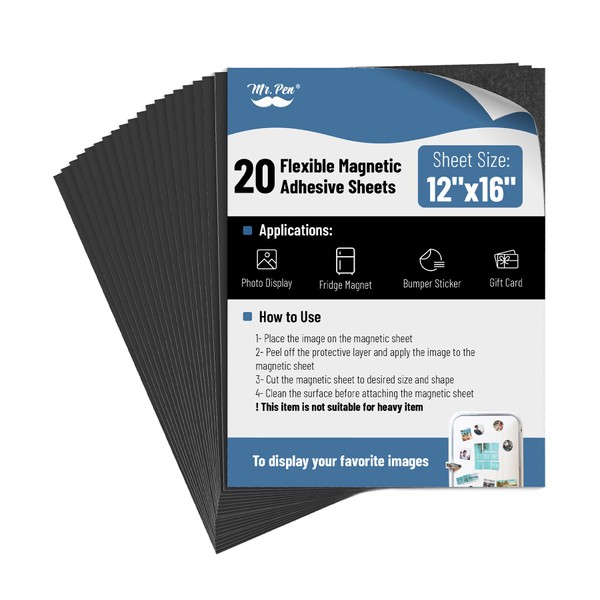 Mr. Pen- Flexible Magnetic Sheets with Adhesive Backing, 12" x