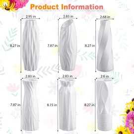 Hoolerry 12 Pcs White Flower Vases Bulk for Centerpieces Plastic White Bud Vase for Flowers Ceramic Look Flower Vase Decorative Tall Unbreakable Vase for Flowers Home Office Table(Retro Style)