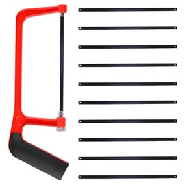 Junior Hacksaw with 10 Replaceable Blades, Adjustable Angle Mini Hacksaw for Plastic, Wood, PVC Cutting - 15cm Blade Length, Lightweight and Durable for Beginners and DIY Projects (Red)