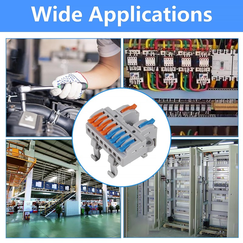 5CS DIN Rail Terminal Blocks Kit, 2 in 8 Out