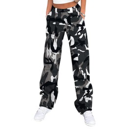 Women's High Waist Cargo Camouflage Pant Relaxed-fit Jogger Army Fatigue Pants Sweatpants