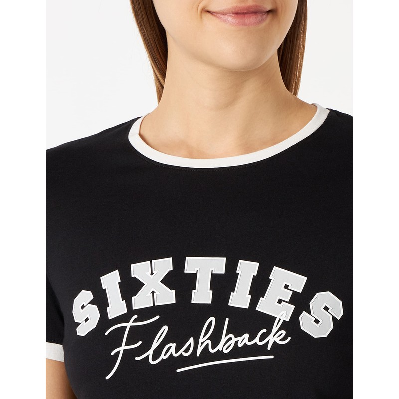 Naf Naf Women's Oflash T-Shirt, Black/ecru