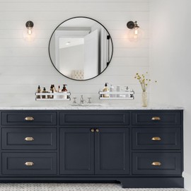 QL Shower Shelf,Stainless Steel Bathroom Rack,Bathroom and Kitchen Wall Organiser,Shampoo Holder 30CM,Chrome