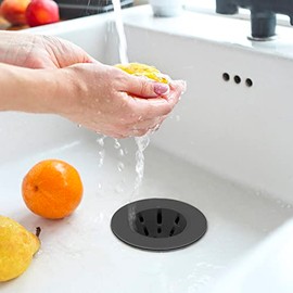 OGGI Silicone Sink Strainer- Great Kitchen Sink Strainer, Sink Drain Strainer, Drain Stopper, Sink Plug, 4.6˝ Diameter Rim, Black