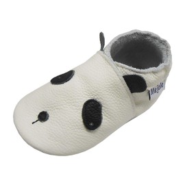 Mejale Baby Leather Shoes Infant Crawling Toddler Moccasins Brown White Purple Navy Cute Boys Girls Slippers, White Panda