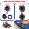 Qitdathn 4 PCS Rain Barrel Bulkhead Fitting kit with Plugs